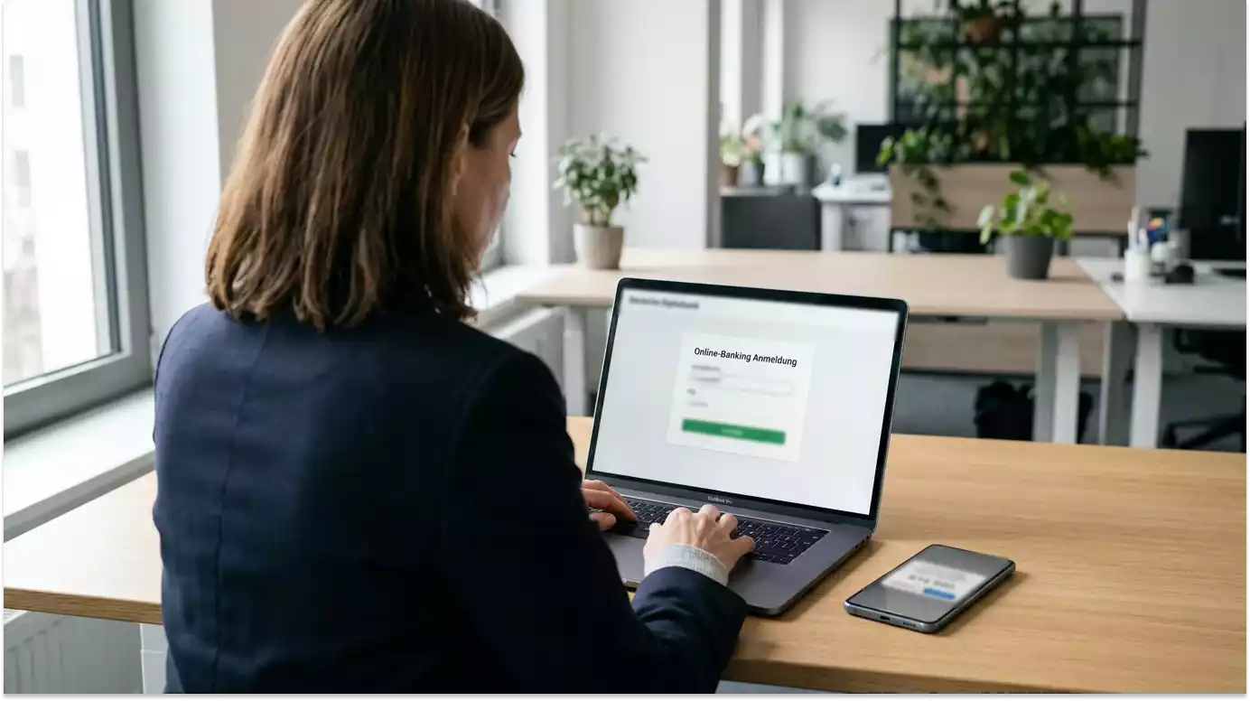 Online-Banking-Login mit pushTAN-Bestätigung während einer Klarna-Pay-Now-Einzahlung im Sofort Casino